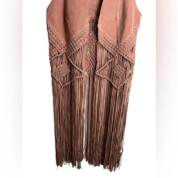 FREE PEOPLE | We the Free Fable Suede Fringe Vest Mauve Large NWOT - Picture 7 of 8